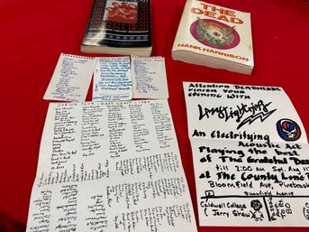 Two Grateful Dead Books And Handwritten Concert Playlists