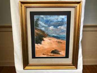 Very Nice Vintage Unsigned Oil On Board - Seascape - Beautiful Gilt Frame - Lovely Vintage Piece 16' X 19'