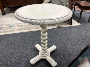 Round White  Table With Beautiful Turned Legs.