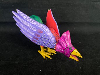 Hand-carved, Painted And Signed By The Artist, This Rooster By An Artist From Oaxaca, Mexico