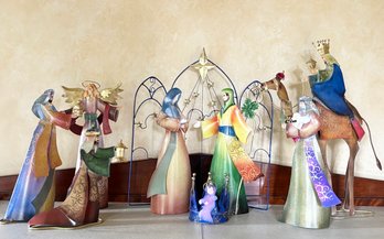 A Large Art Metal Nativity Scene