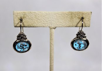 Sterling Silver Michael Dawkins Sterling Silver Blue Silver Stone Pierced Earrings