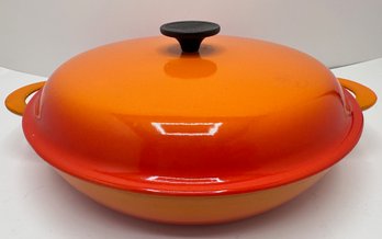 Le Creuset French Cast Iron Enameled Paella Pan With Lid, Unused