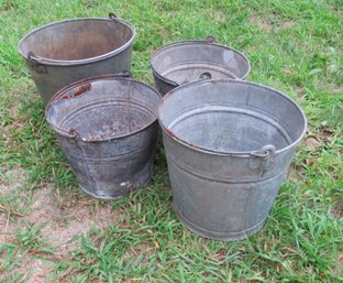 4 Vintage Metal Pails