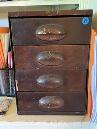 SMALL METAL CABINET FULL OF BUTTONS AND SEWING NOTIONS