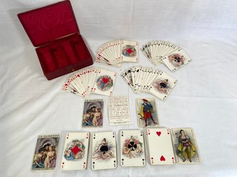 Vintage Le Florentin Playing Cards With Red Leather Case Philibert Paris 1956 Limited Edition #3174