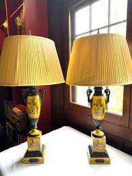 Pair French Antique Toille Style Lamps