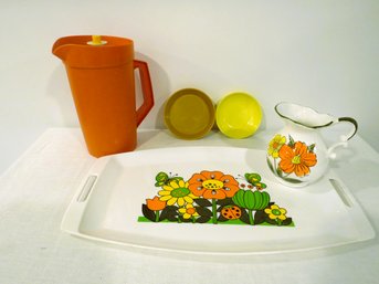 Vintage Melamine And Ceramic Pitcher