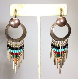 Southwestern Native American Sterling Silver Pierced Earrings Turquoise Etc.`