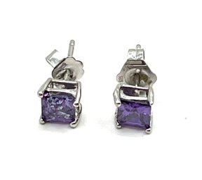 Vintage Sterling Silver Light Purple Stud Earrings