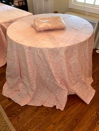 Two Julie Armory Round Tablecloths In Coral Pink Pattern