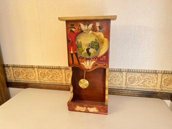 Country Painted Wood Clock, Signed Rita