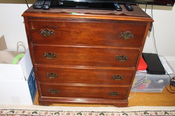 Small Cherry Four Drawer Drop Front Chest/desk