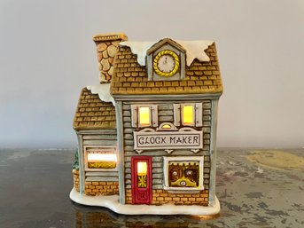 Vintage 1988 Lefton Colonial Village Quincy's Clock Maker's Shop # 06899