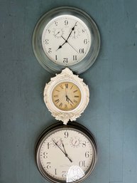 Grouping Of 3 Battery Operated Wall Clocks