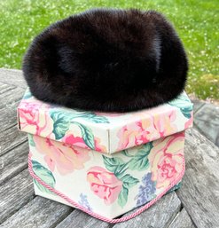 A Vintage Fur Hat In Hat Box