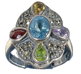 Sterling Silver Gemstone Ring About A Size 7