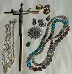 Vintage Mixed Jewelry And Modernist Crucifix