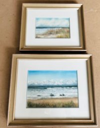 Lot Of 2 Original Framed Paintings Of Beach Scenes By Local Artist