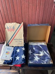 Pair Of  Unused Vintage American Flags.