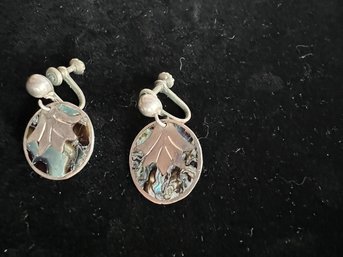 Sterling Silver & Abalone Shell Screw-back Earrings