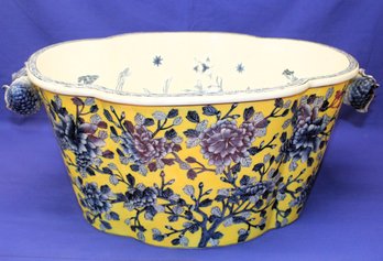 Vintage Extra Large United Wilson 1897 JUWC Floral Chinese Crackle Porcelain Jardiniere