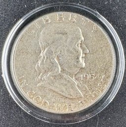 1954 Ben Franklin Silver Half Dollar