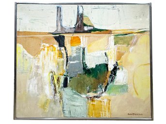 A Vintage Abstract Mid Century Oil On Canvas 'The Hill Cumorah' By Anne Mariano