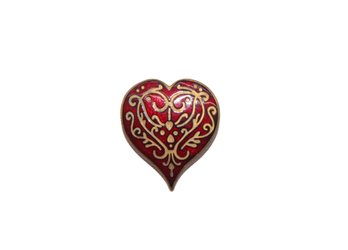 Vintage Red/Gold Enamel Brooch Pin Marked MMA