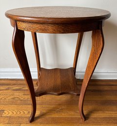 Vintage Tiger Oak 2 Tier Parlor Table