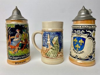 Vintage German Steins And A Mug (3)