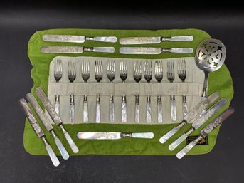 A Beautiful Set Of Vintage Knives & Forks With Pearly Handles
