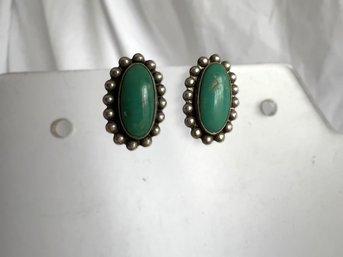 Sterling & Turquoise Screw-back Earrings