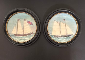 Pair Of Mary Maguire Prints In Antique Frames - 'Rough Waters' And 'Union Jack' - Retail For $175 -375 Each
