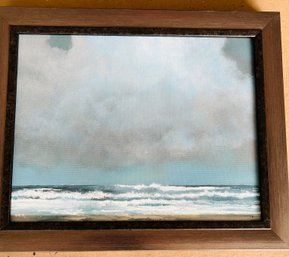 Original Framed Painting By Local Artist - Clouds Over Seascape