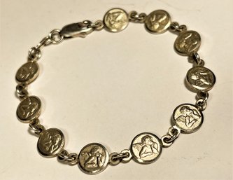 Raphael's Cupid Cherub Sterling Silver Link Bracelet Italian