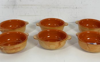 A Set Of 6 Piral Handled Crocks - Ovenware - New!