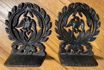 Cast Iron Bookends With Eagle And Wreath