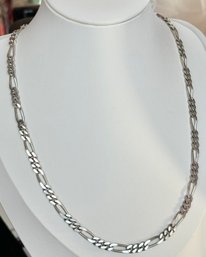 ITALIAN FIGARO STERLING SILVER LINK NECKLACE