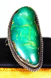 Large Vintage Navajo Native American Sterling Silver Ring Green Turquoise Size 6