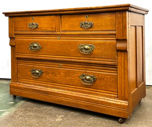 A Late 19th Century Paneled Oak Dresser Or Dining Server For Small Dining Room Or Breakfast Room