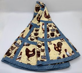 Round Quilted Table Cloth With Rooster Motif