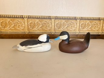 Pair Of Carved Wood Ducks By Jack Cornwell