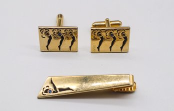 Nice Vintage Anson Cufflinks And Tie Clip Set