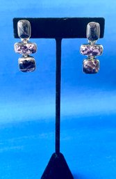 Purple Agate Earrings In Sterling