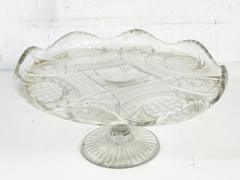 A Vintage Cut Glass Footed Cake Platter