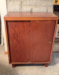 Hand Made Mid Century Style Cabinet With Two Sliding Doors