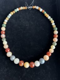 Spherical Multi-Gemstone Bead Necklace