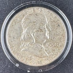 1958 Ben Franklin Silver Half Dollar