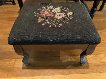 Antique Needlepoint Footstool